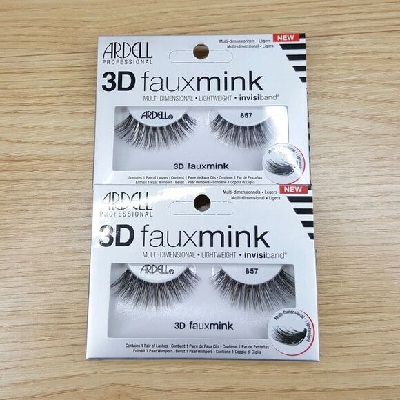 Ardell Professional 3D Faux Mink Fake Lashes 857 Lightweight Invisiband 2-Pack - Picture 1 of 5